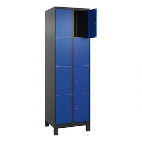 CP Schließfachschrank Classic Plus enzianblau, schwarzgrau 080010-204 S10042, 8 Schließfächer 60,0 x 50,0 x 195,0 cm