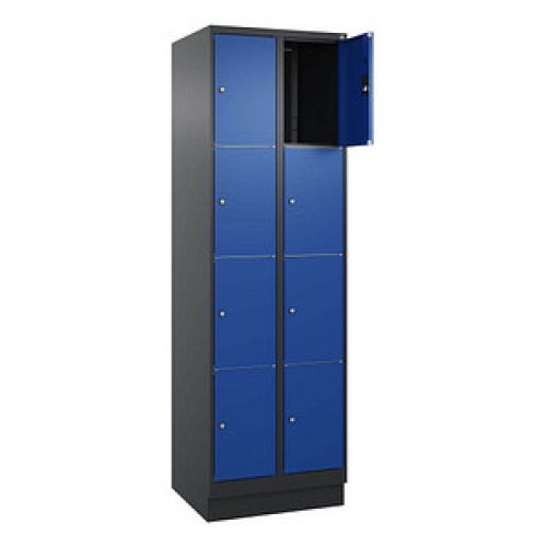 CP Schließfachschrank Classic PLUS enzianblau, schwarzgrau 080020-204 S10035, 8 Schließfächer 60,0 x 50,0 x 185,0 cm