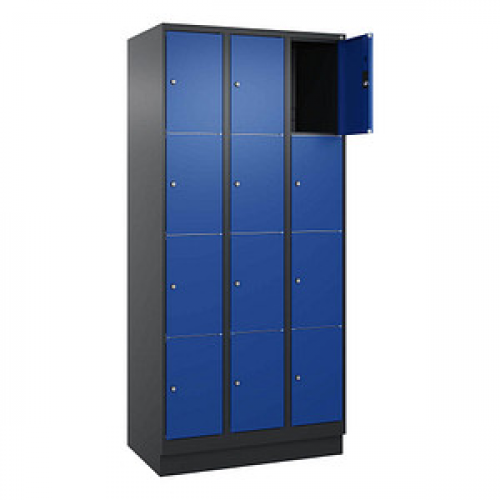 CP Schließfachschrank Classic PLUS enzianblau, schwarzgrau 080020-304 S10038, 4 Schließfächer 90,0 x 50,0 x 185,0 cm
