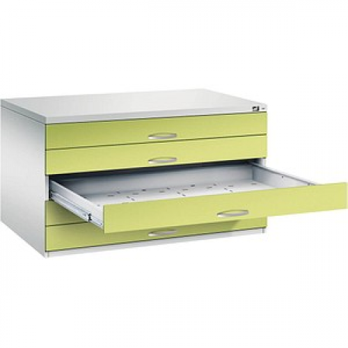 CP 7200 Planschrank clowngrün, lichtgrau 5 Schubladen 135,0 x 96,0 x 76,0 cm