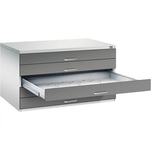 CP 7200 Planschrank lichtgrau, vulkangrau 5 Schubladen 135,0 x 96,0 x 76,0 cm