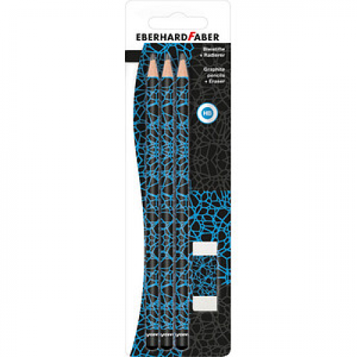 EBERHARD FABER Bleistift-Set HB schwarz/neon blau, 1 Set