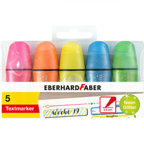 EBERHARD FABER Glitzer neon Mini Textmarker farbsortiert, 5 St.