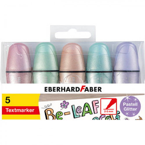 EBERHARD FABER Glitzer pastell Mini Textmarker farbsortiert, 5 St.