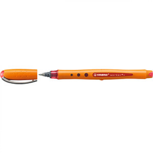 STABILO worker®+ Tintenroller orange 0,5 mm, Schreibfarbe: rot, 1 St.