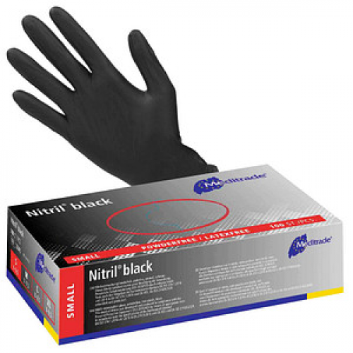 Meditrade® unisex Einmalhandschuhe Nitril® black schwarz Größe S 100 St.