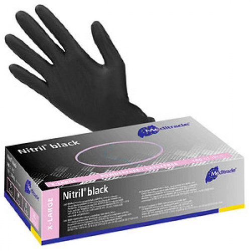 Meditrade® unisex Einmalhandschuhe Nitril® black schwarz Größe XL 100 St.