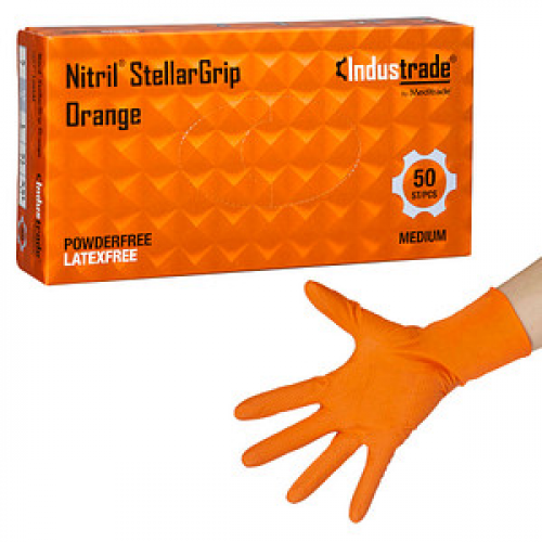 Industrade® unisex Einmalhandschuhe Nitril® StellarGrip Orange orange Größe M 50 St.