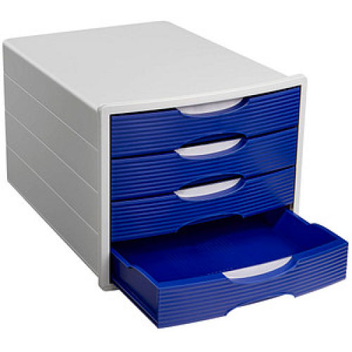 office discount Schubladenbox  blau 1001-DO-14, DIN C4 mit 4 Schubladen