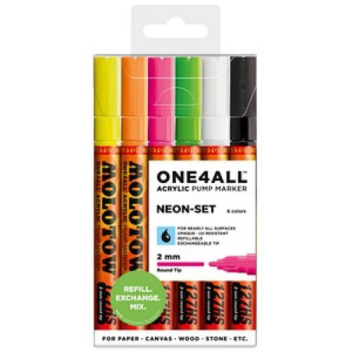 MOLOTOW NEON-SET Acrylstifte farbsortiert 2,0 mm, 6 St.