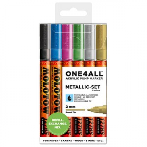 MOLOTOW METALLIC-SET Acrylstifte farbsortiert 2,0 mm, 6 St.