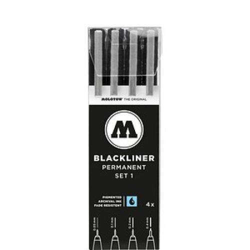 MOLOTOW BLACKLINER SET 1 Fineliner-Set schwarz, 4 St.