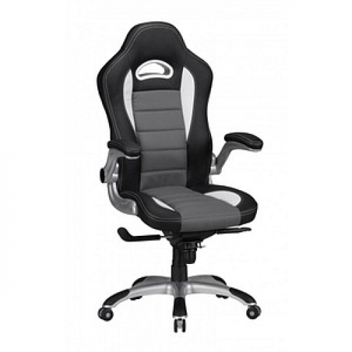 AMSTYLE Gaming Stuhl, SPM1.237 Stoff schwarz, Gestell silber