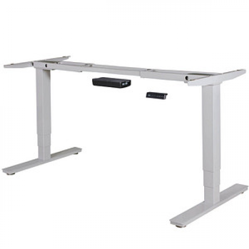 AMSTYLE elektrisch höhenverstellbarer Schreibtisch silber ohne Tischplatte, T-Fuß-Gestell silber 105,0 - 182,0 x 70,0 cm