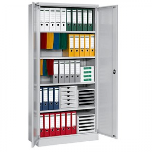 Gürkan Stahlschrank 100070 lichtgrau 92,0 x 42,0 x 195,0 cm, aufgebaut