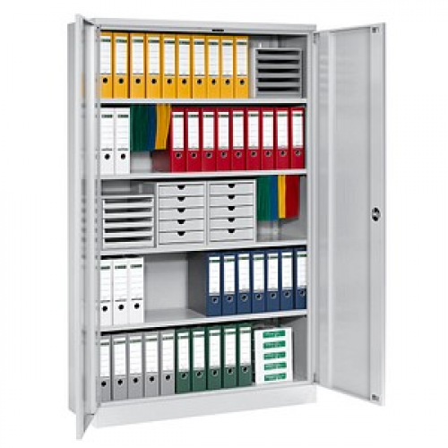 Gürkan Stahlschrank 100157 lichtgrau 120,0 x 42,0 x 195,0 cm, aufgebaut