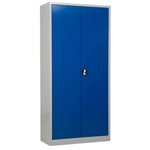 Gürkan Stahlschrank 100162 lichtgrau, enzianblau 92,0 x 42,0 x 195,0 cm, aufgebaut