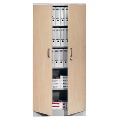 Gürkan Stahlschrank 100124 ahorn, weißaluminium 92,0 x 42,0 x 195,0 cm, aufgebaut