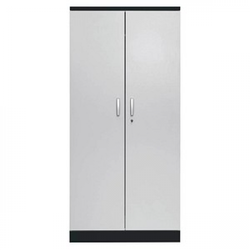 Gürkan Stahlschrank 100129 tiefschwarz, lichtgrau 92,0 x 42,0 x 195,0 cm, aufgebaut