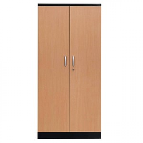 Gürkan Stahlschrank 100125 tiefschwarz, buche 92,0 x 42,0 x 195,0 cm, aufgebaut