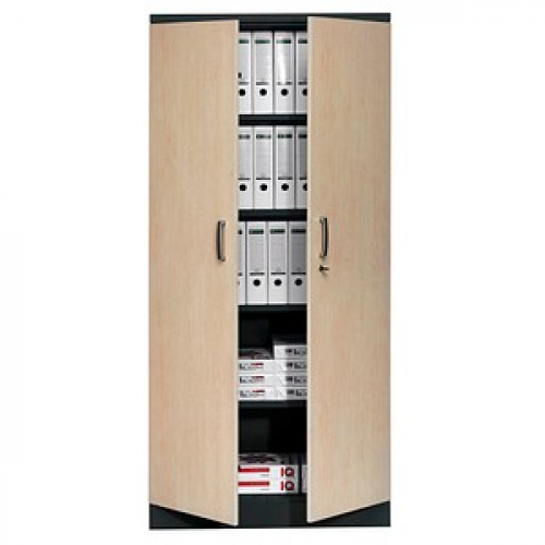 Gürkan Stahlschrank 100130 tiefschwarz, ahorn 92,0 x 42,0 x 195,0 cm, aufgebaut