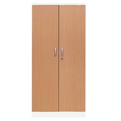 Gürkan Stahlschrank 100113 verkehrsweiß, buche 92,0 x 42,0 x 195,0 cm, aufgebaut