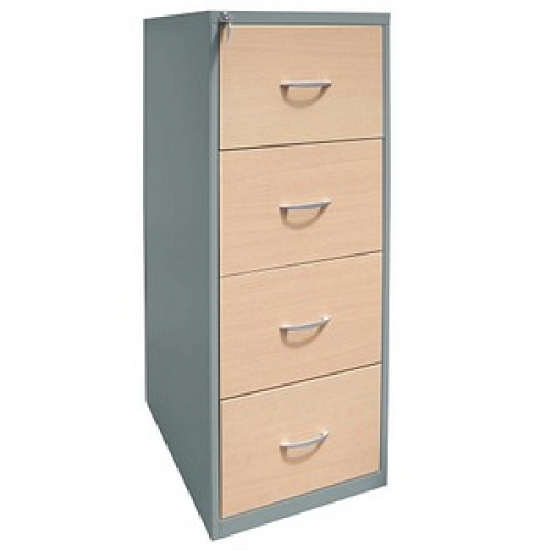 Gürkan Hängeregistraturschrank silber, ahorn 4 Schubladen 40,0 x 62,0 x 132,0 cm