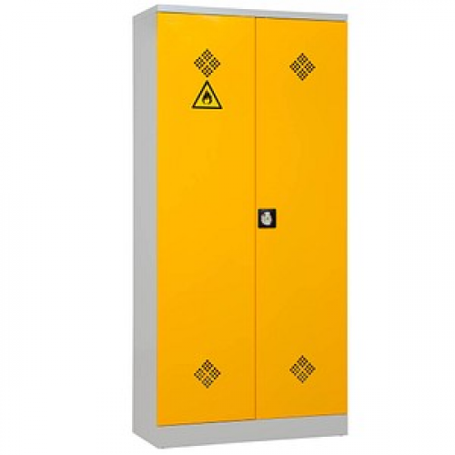 Gürkan Umweltschrank 111087 lichtgrau, rapsgelb 92,0 x 42,0 x 195,0 cm, aufgebaut