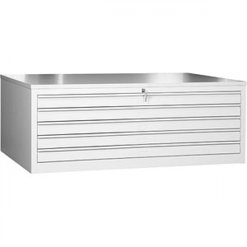 Gürkan Planschrank lichtgrau 5 Schubladen 140,0 x 95,0 x 53,0 cm