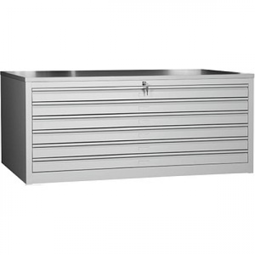 Gürkan Planschrank lichtgrau 6 Schubladen 140,0 x 95,0 x 62,0 cm