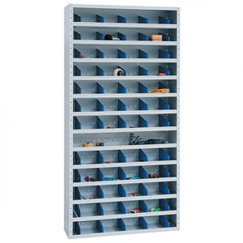 Gürkan Stahlschrank 109484 lichtgrau, blau 100,0 x 30,0 x 198,0 cm, aufgebaut