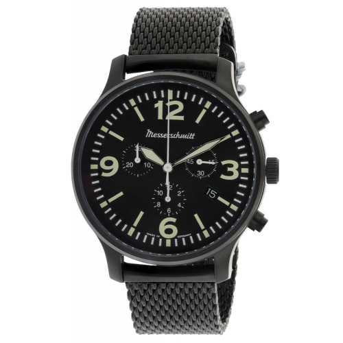 Messerschmitt ME-3H205M-PVD Herren-Chronograph für Flieger Schwarz