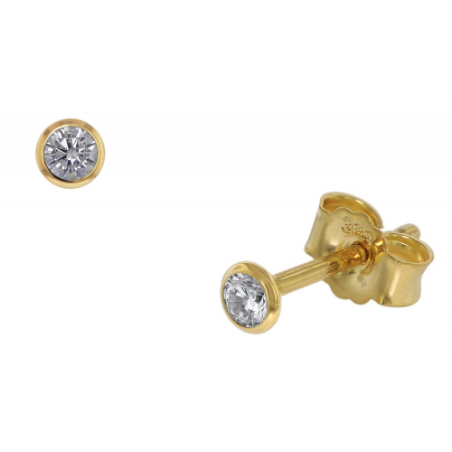 trendor 86298 Ohrstecker für Damen und Herren 333 Gold Zirkonia 3,0 mm