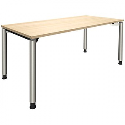 fm fastline höhenverstellbarer Schreibtisch königsahorn rechteckig, 4-Fuß-Gestell silber 160,0 x 80,0 cm