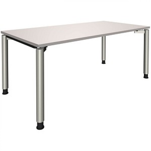 fm fastline höhenverstellbarer Schreibtisch lichtgrau rechteckig, 4-Fuß-Gestell silber 160,0 x 80,0 cm