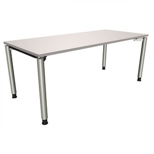 fm fastline höhenverstellbarer Schreibtisch lichtgrau rechteckig, 4-Fuß-Gestell silber 180,0 x 80,0 cm