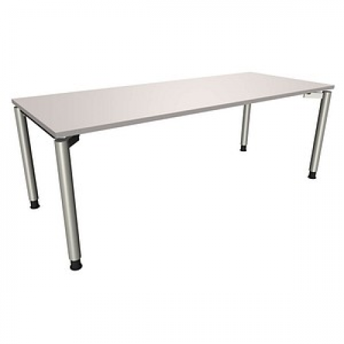 fm fastline höhenverstellbarer Schreibtisch lichtgrau rechteckig, 4-Fuß-Gestell silber 200,0 x 80,0 cm