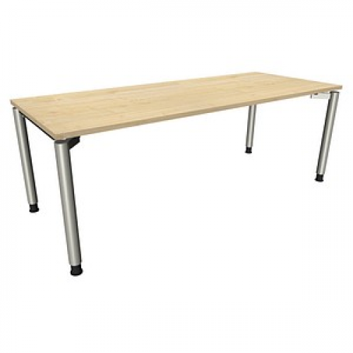 fm fastline höhenverstellbarer Schreibtisch königsahorn rechteckig, 4-Fuß-Gestell silber 200,0 x 80,0 cm