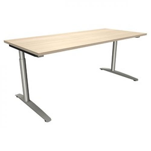 fm fastline höhenverstellbarer Schreibtisch akazie rechteckig, C-Fuß-Gestell Rundrohr silber 180,0 x 80,0 cm