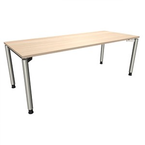 fm fastline höhenverstellbarer Schreibtisch akazie rechteckig, 4-Fuß-Gestell silber 200,0 x 80,0 cm