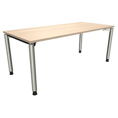 fm fastline höhenverstellbarer Schreibtisch akazie rechteckig, 4-Fuß-Gestell silber 180,0 x 80,0 cm