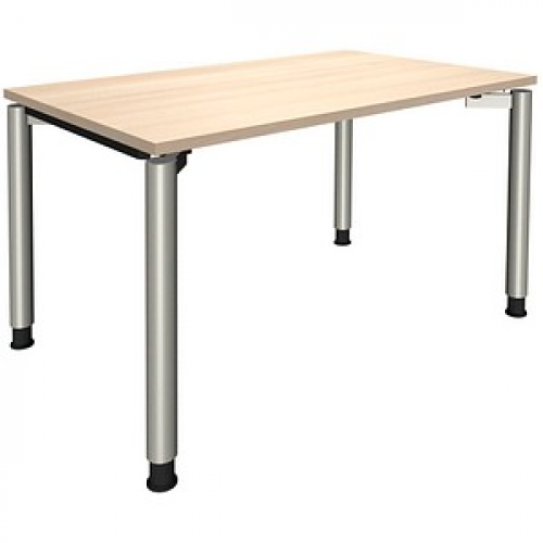 fm fastline höhenverstellbarer Schreibtisch akazie rechteckig, 4-Fuß-Gestell silber 120,0 x 80,0 cm