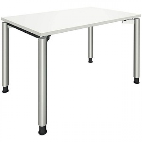 fm Sidney Schreibtisch weiß rechteckig, 4-Fuß-Gestell silber 120,0 x 80,0 cm