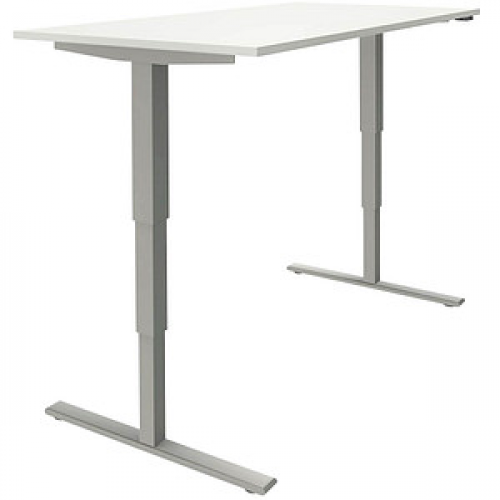 fm fastline elektrisch höhenverstellbarer Schreibtisch weiß rechteckig, T-Fuß-Gestell silber 160,0 x 80,0 cm