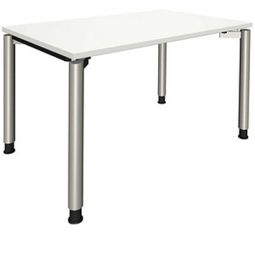 fm fastline höhenverstellbarer Schreibtisch weiß rechteckig, 4-Fuß-Gestell silber 120,0 x 80,0 cm