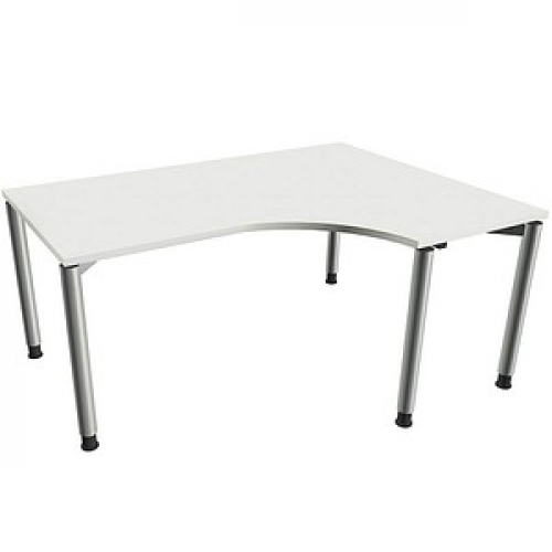 fm Sidney höhenverstellbarer Schreibtisch weiß Bogenform, 4-Fuß-Gestell Rundrohr silber 160,0 x 80,0 cm