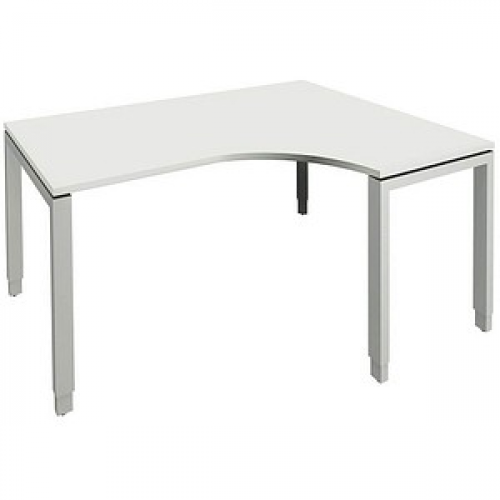 fm Sidney höhenverstellbarer Schreibtisch weiß Bogenform, 4-Fuß-Gestell Quadratrohr silber 160,0 x 80,0 cm