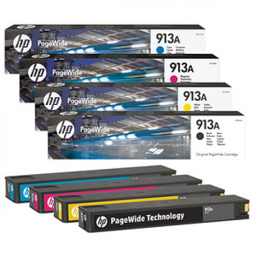 HP 913A (L0R95AE/F6T77AE/F6T78AE/F6T79AE) schwarz, cyan, magenta, gelb Druckerpatronen, 4er-Set