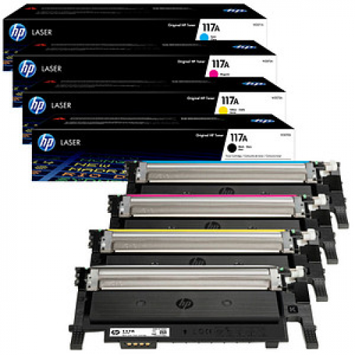 HP 117A (W2070A/W2071A/W2073A/W2072A) schwarz, cyan, magenta, gelb Tonerkartuschen, 4er-Set