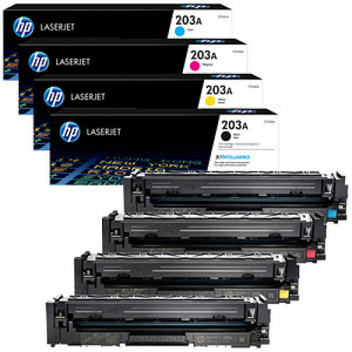 HP 203A (CF540A/CF541A/CF543A/CF542A) schwarz, cyan, magenta, gelb Tonerkartuschen, 4er-Set